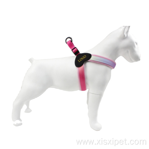 Pink-White Gradient Color Adjustable Mesh Dog Harness